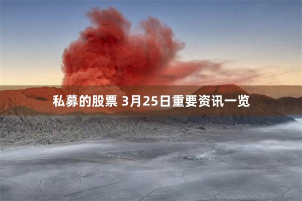 私募的股票 3月25日重要资讯一览