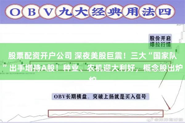 股票配资开户公司 深夜美股巨震！三大“国家队”出手增持A股！种业、农机迎大利好，概念股出炉