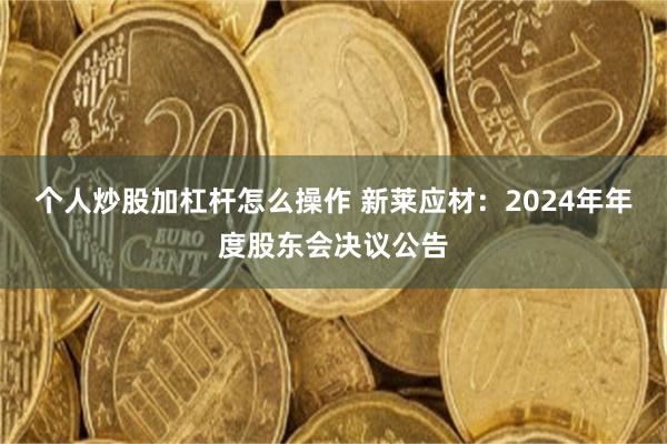 个人炒股加杠杆怎么操作 新莱应材：2024年年度股东会决议公告