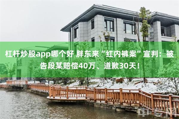 杠杆炒股app哪个好 胖东来“红内裤案”宣判：被告段某赔偿40万、道歉30天！