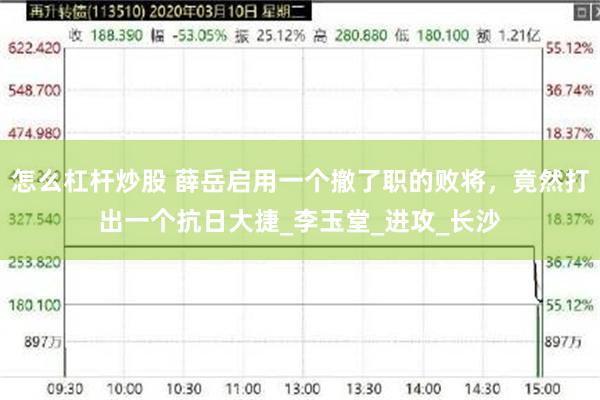 怎么杠杆炒股 薛岳启用一个撤了职的败将，竟然打出一个抗日大捷_李玉堂_进攻_长沙