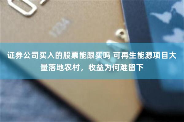 证券公司买入的股票能跟买吗 可再生能源项目大量落地农村，收益为何难留下