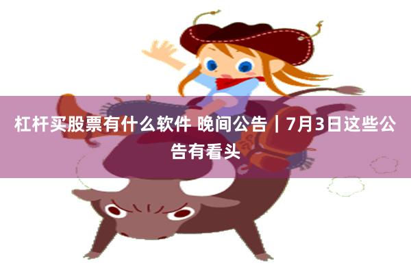 杠杆买股票有什么软件 晚间公告｜7月3日这些公告有看头