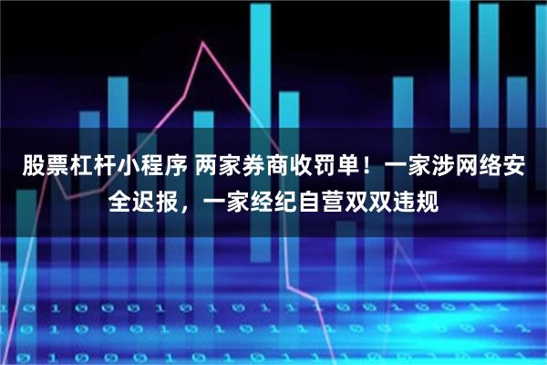 股票杠杆小程序 两家券商收罚单！一家涉网络安全迟报，一家经纪自营双双违规