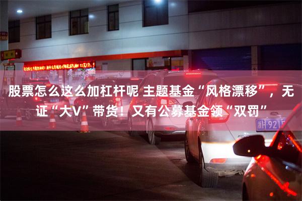 股票怎么这么加杠杆呢 主题基金“风格漂移”，无证“大V”带货！又有公募基金领“双罚”