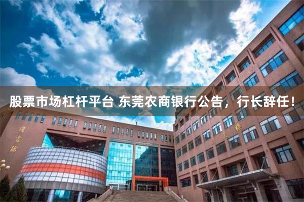 股票市场杠杆平台 东莞农商银行公告，行长辞任！