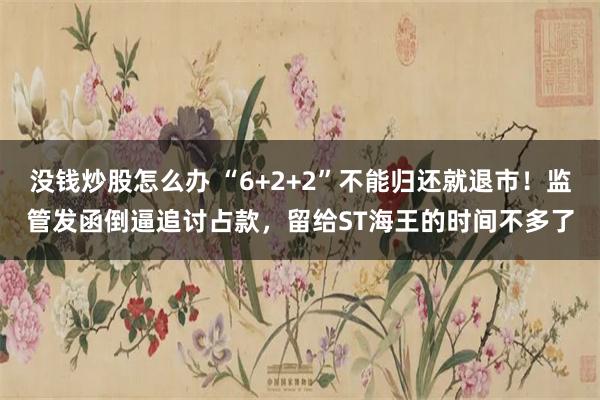 没钱炒股怎么办 “6+2+2”不能归还就退市！监管发函倒逼追讨占款，留给ST海王的时间不多了