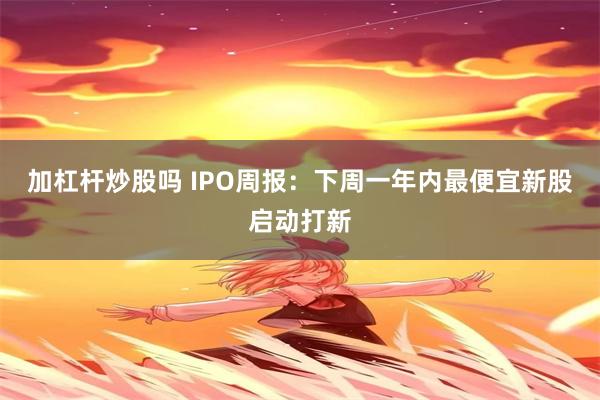 加杠杆炒股吗 IPO周报：下周一年内最便宜新股启动打新
