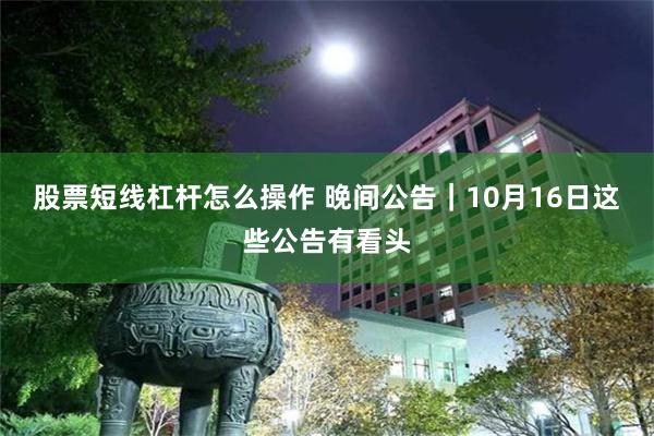 股票短线杠杆怎么操作 晚间公告｜10月16日这些公告有看头
